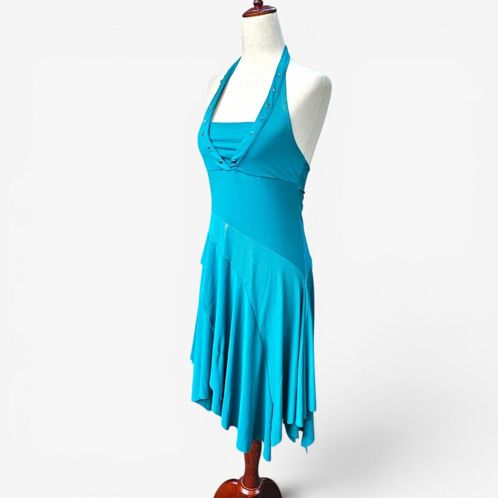 Y2k Midi Dress Asymmetrical Hem Fairycore Blue - Small - Picture 4 of 7